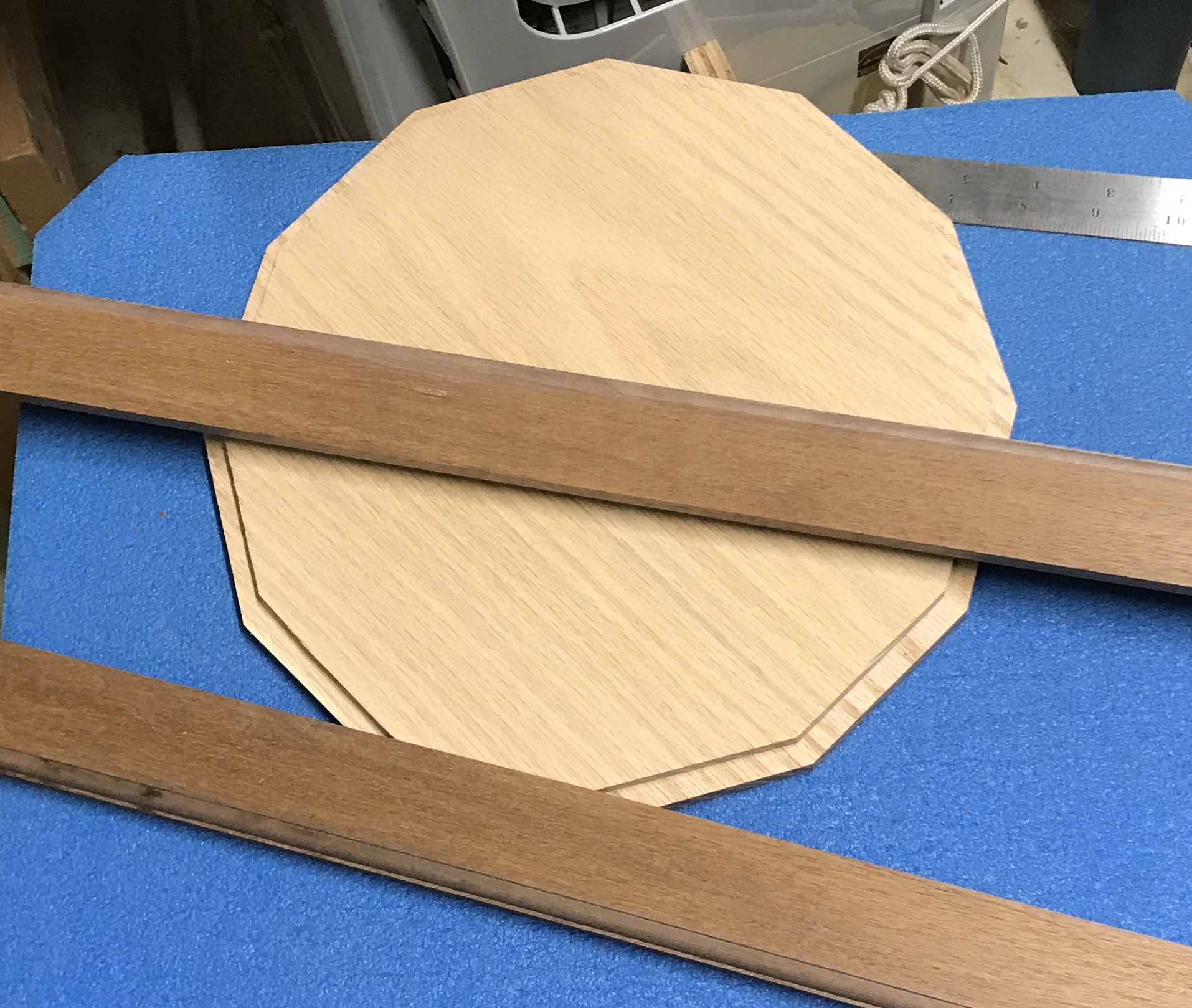 The sanded dodecagon and boards to make the outer frame